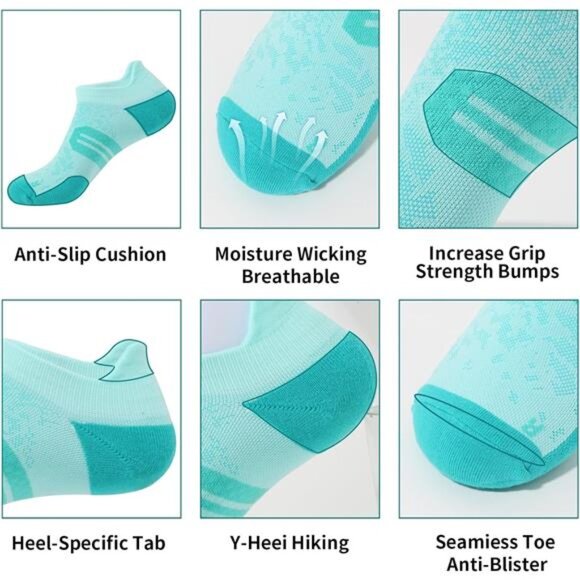 Womens Ankle Compression Socks with Arch Support Athletic Low cut Running Socks - Picture 12 of 14